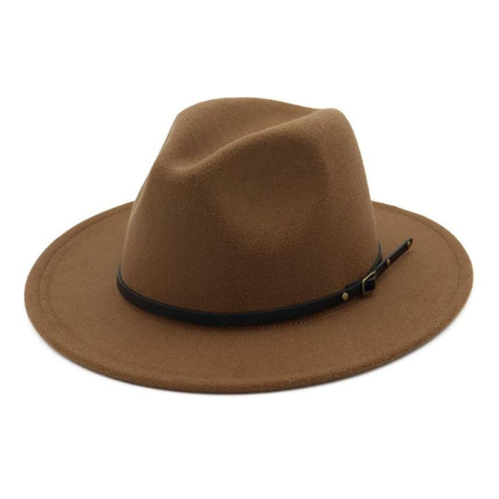 Brauner Fedora-Hut aus Filz mit schwarzem Band, stilvoller Herren- und Damenhut.