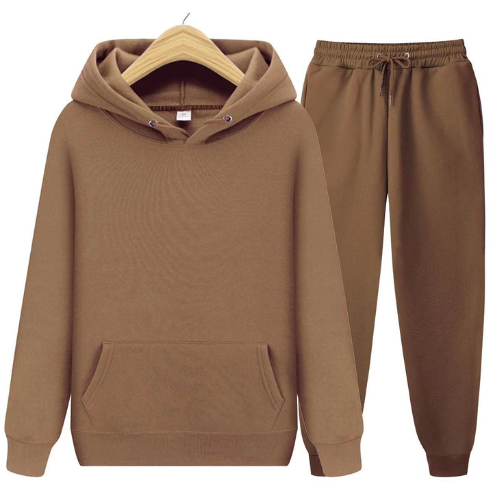Brauner Kapuzenpullover und Jogginghose Set, Unisex, Baumwolle, bequem, Freizeitkleidung.