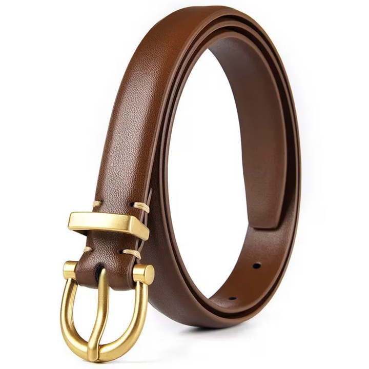 Brauner Ledergürtel mit goldener Schnalle, Herrenmode Accessoire, elegant und stilvoll.