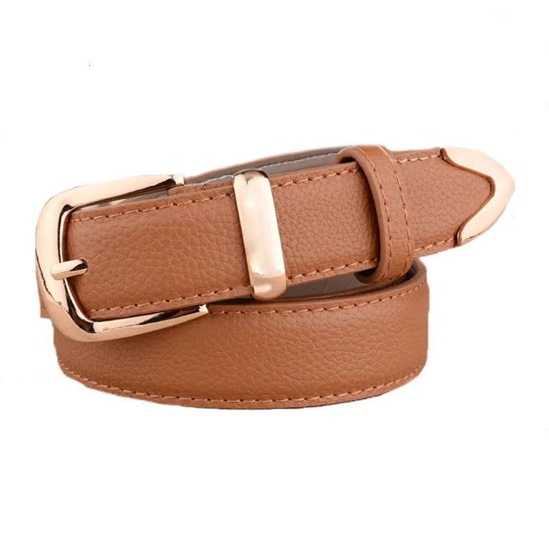 Damen Ledergürtel, hellbraun, goldene Schnalle, modisches Accessoire, elegant, hochwertig.