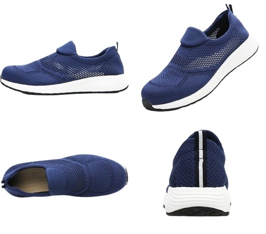 Blaue, atmungsaktive Sneaker aus Mesh für Herren, rutschfeste Sohle, sportlich und modern.