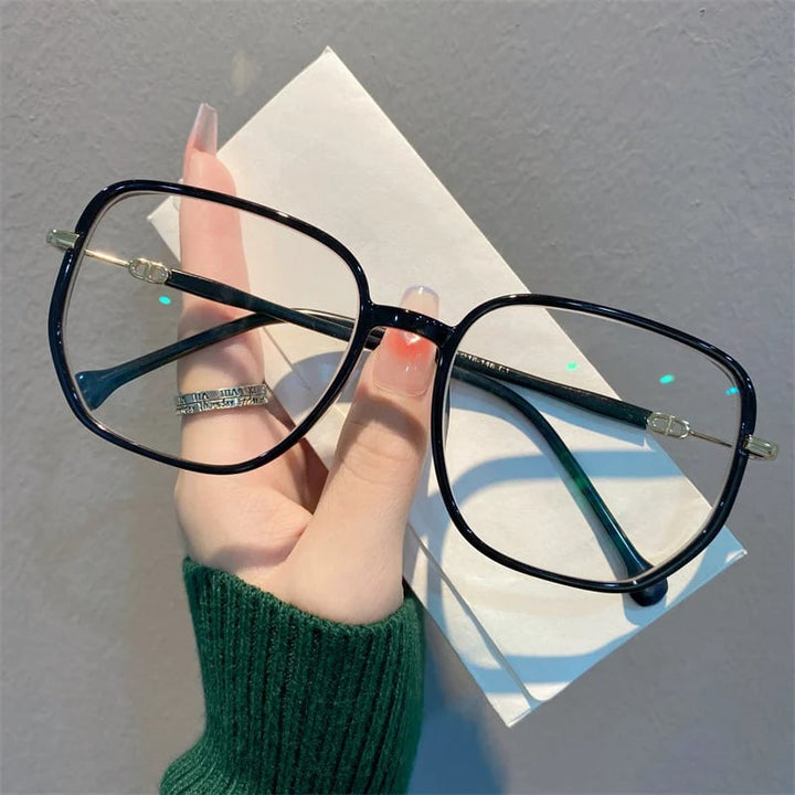 Stilvolle schwarze Anti-Blaulicht-Brille, rechteckig, tragbar, für Damen und Herren.