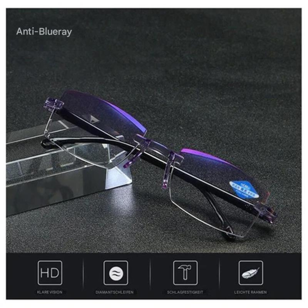 Anti-Blaulicht Brille, lila, HD, leichte Rahmen, klare Vision, Diamantschliff, schlagfest.