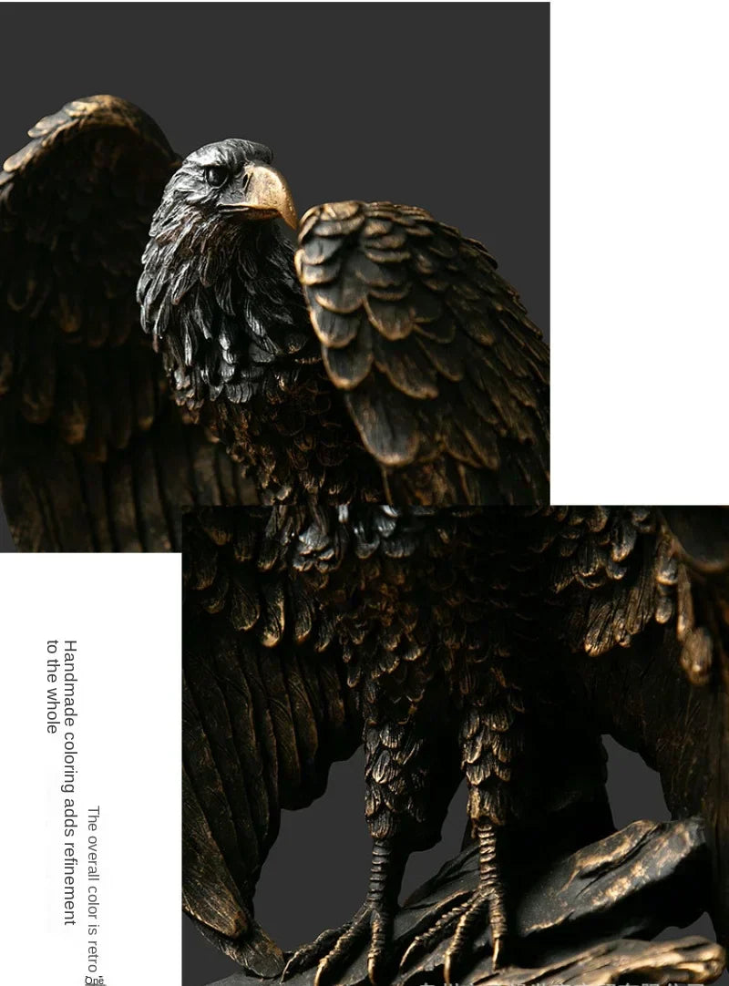 Bronze-Adlerstatue aus Harz, dekorativ, für Zuhause oder Büro, detailreich und handgefertigt.