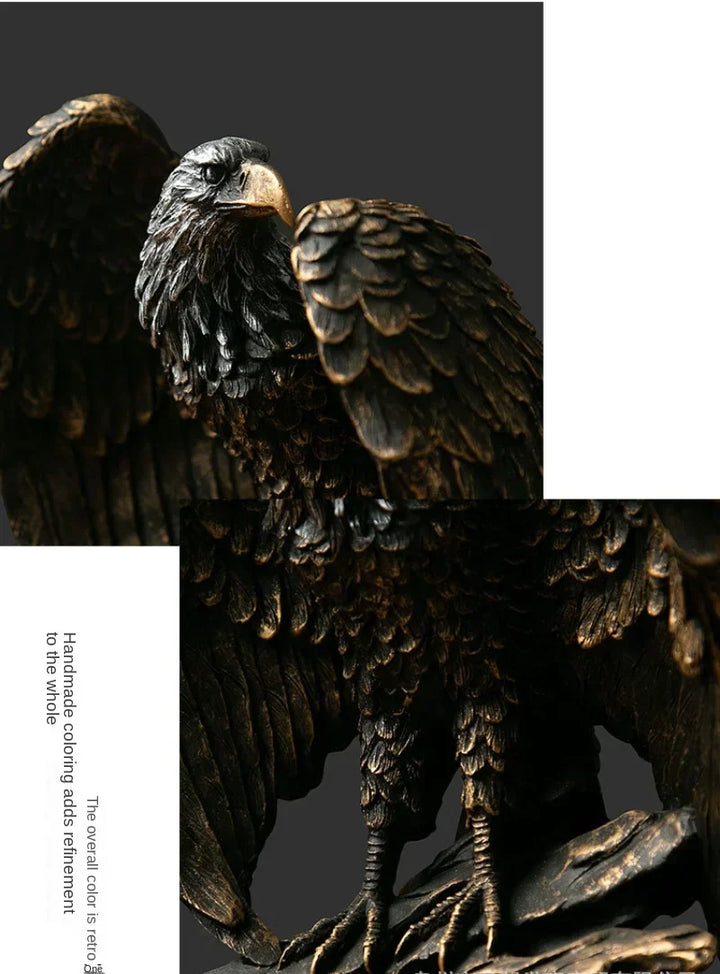 Bronze-Adlerstatue aus Harz, dekorativ, für Zuhause oder Büro, detailreich und handgefertigt.