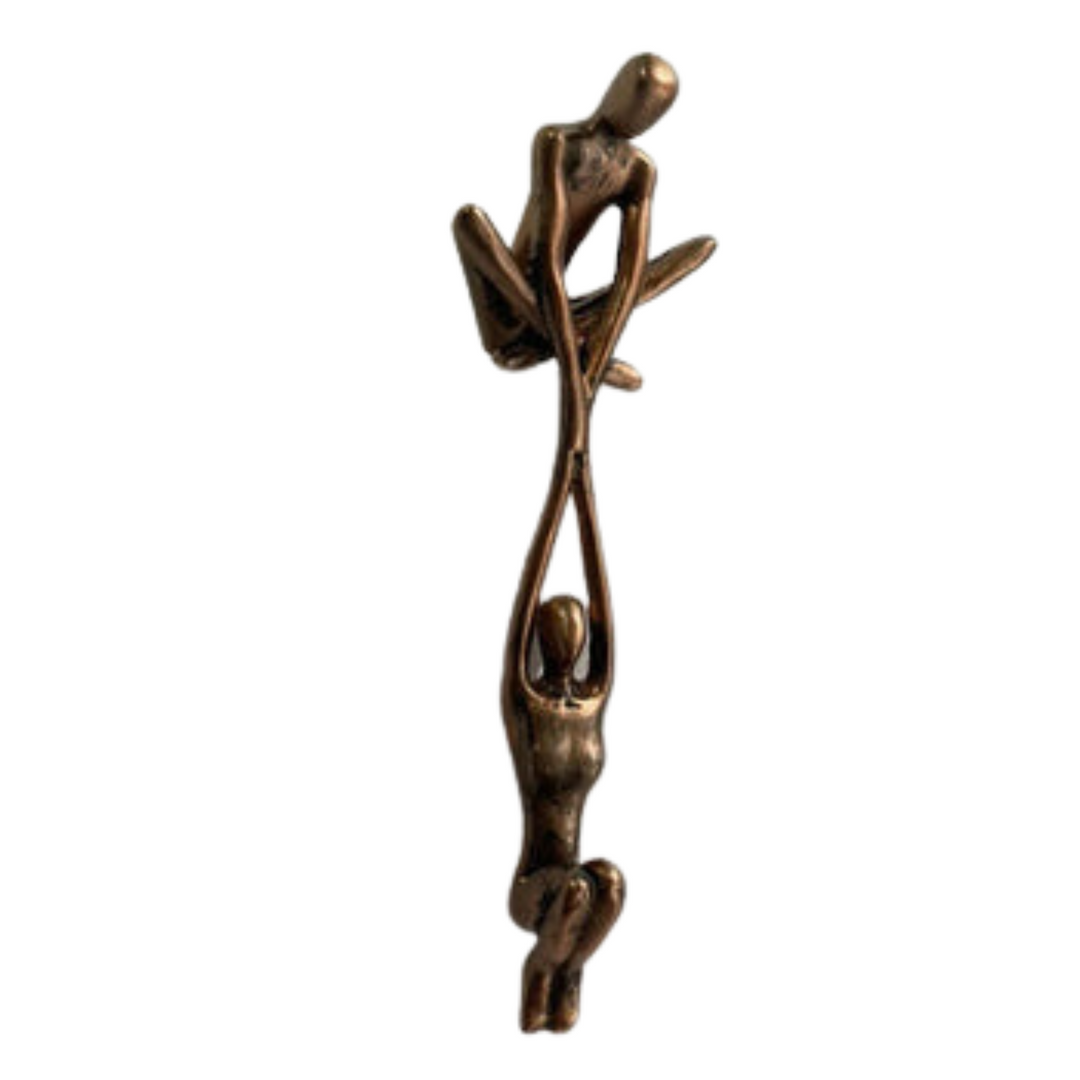 Bronzeskulptur zweier Figuren, Akrobatik, moderne Kunst, Dekoration, 3D-Design, 30 cm hoch.