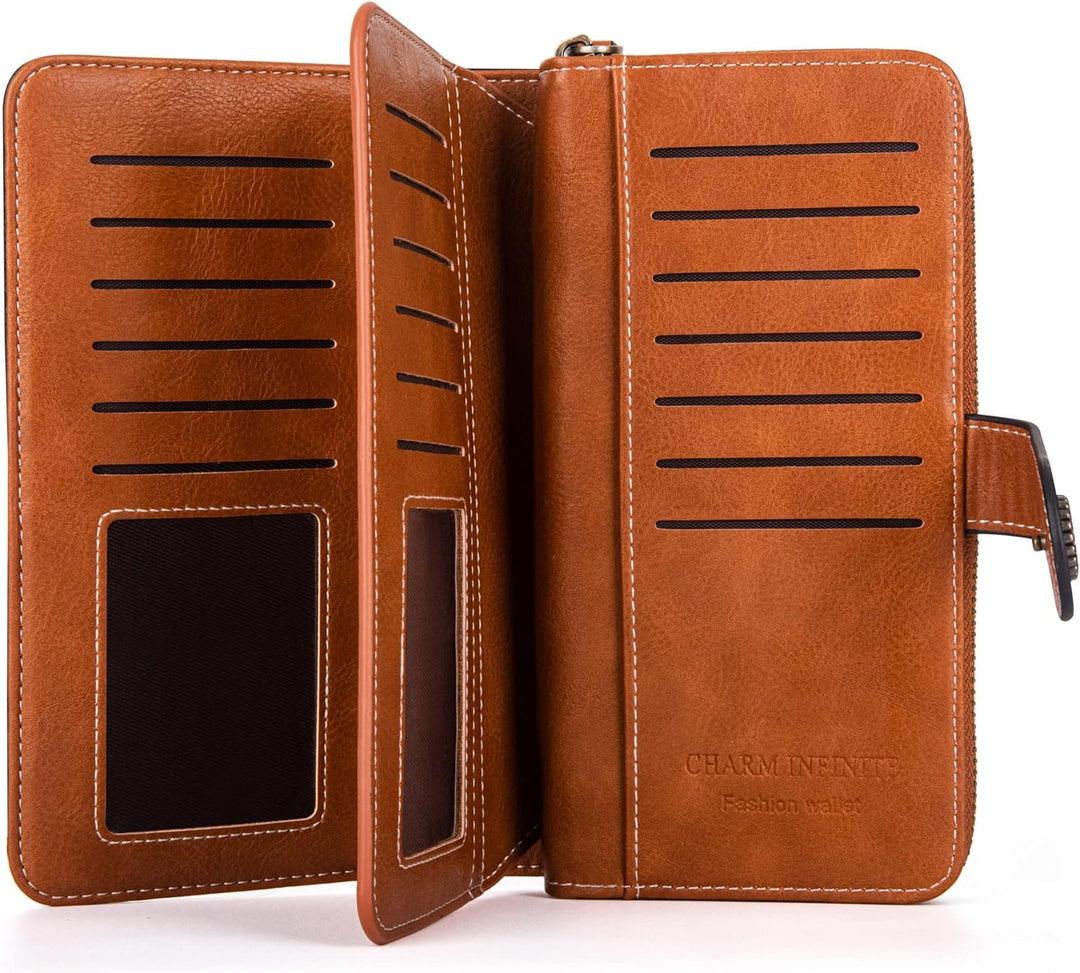 Braune Leder-Geldbörse mit Kartenfächern, Reißverschluss, stilvolles Design, Herren-Accessoire.