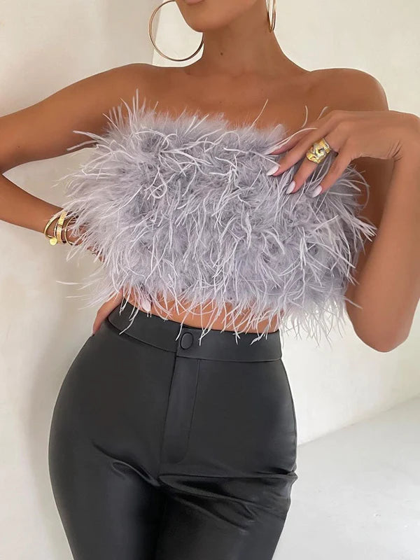 Bohémský bandeau top s peřím – Luna