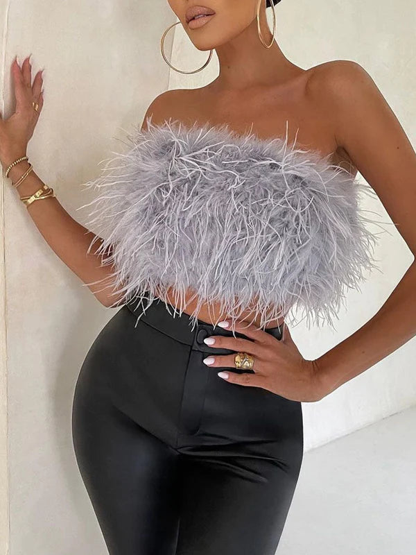 Bohémský bandeau top s peřím – Luna