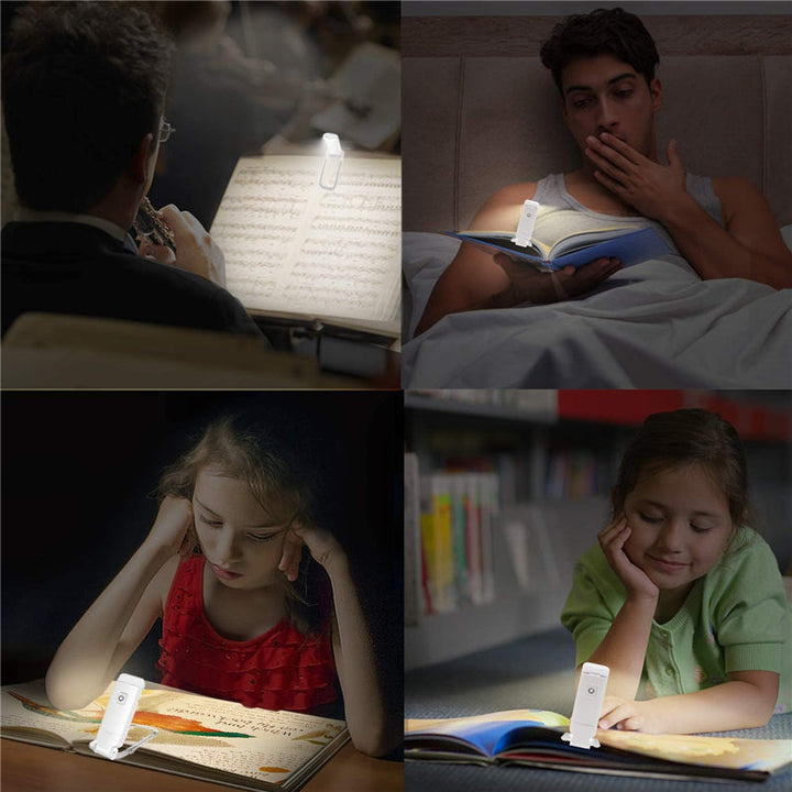 LED-Leselampe, tragbar, weiß, ideal für Bücherlesen im Bett, kompakt, energiesparend.