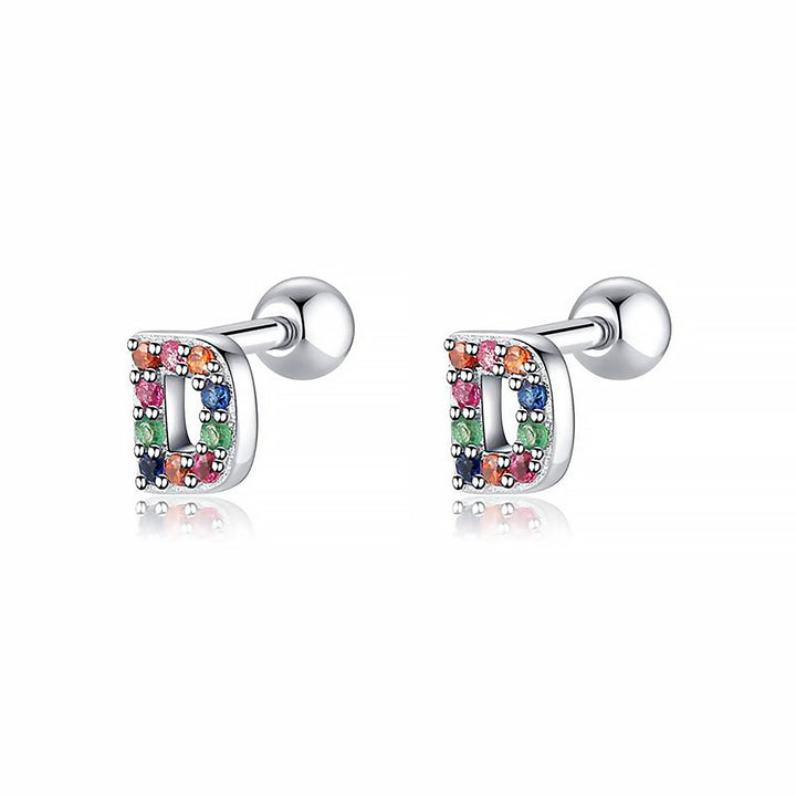 Bunte Buchstaben-Ohrringe, Silber, mit Edelsteinen, modischer Schmuck, Geschenkidee.