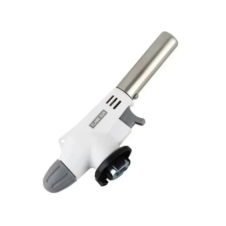 Weiße Flambierbrenner-Küchenlampe aus Edelstahl, ideal zum Karamellisieren und Bräunen.