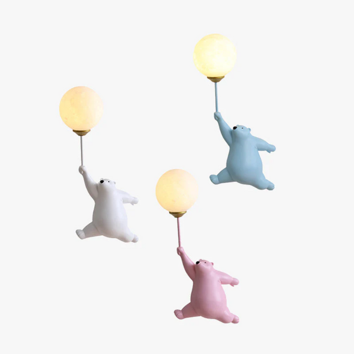Drei bunte Bären-Wandleuchten mit Ballon-Design, LED, Kinderzimmer-Dekoration.