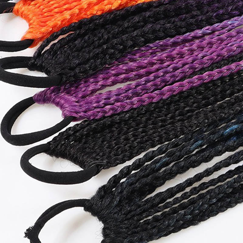 Bunte geflochtene Haarbänder, elastisch, in Schwarz, Lila, Orange, modisches Accessoire.