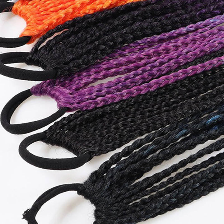 Bunte geflochtene Haarbänder, elastisch, in Schwarz, Lila, Orange, modisches Accessoire.