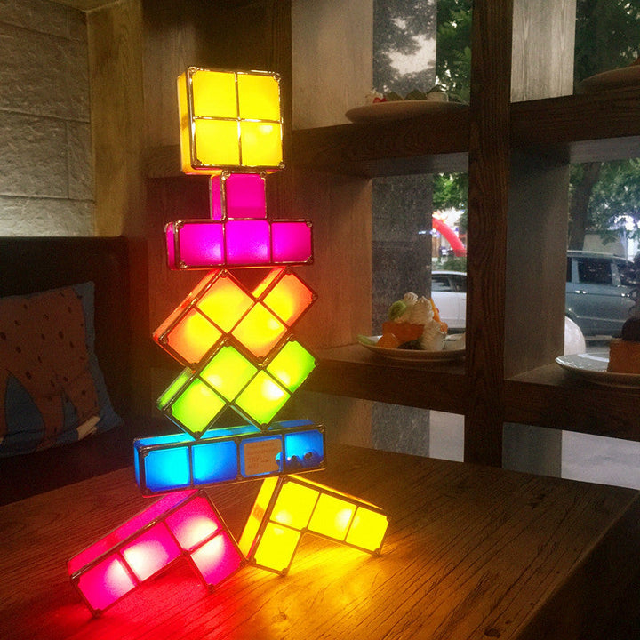 Bunte Tetris-Lampe, stapelbare LED-Leuchten, Retro-Dekor, Wohnzimmer, Nachtlicht.