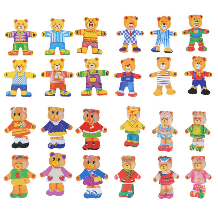 Bunte Holzpuzzle mit Bärenfiguren, Kinder Lernspielzeug, pädagogisches Spiel, 24 Teile.