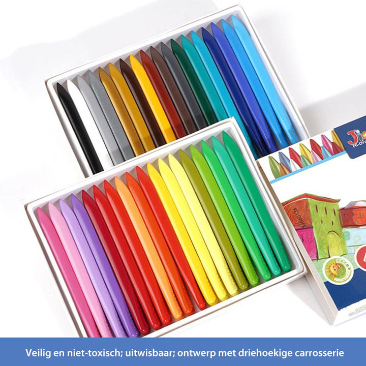 Bunte Wachsmalstifte Set, dreieckig, ungiftig, 24 Farben, Kinder, Malen, Zeichnen.