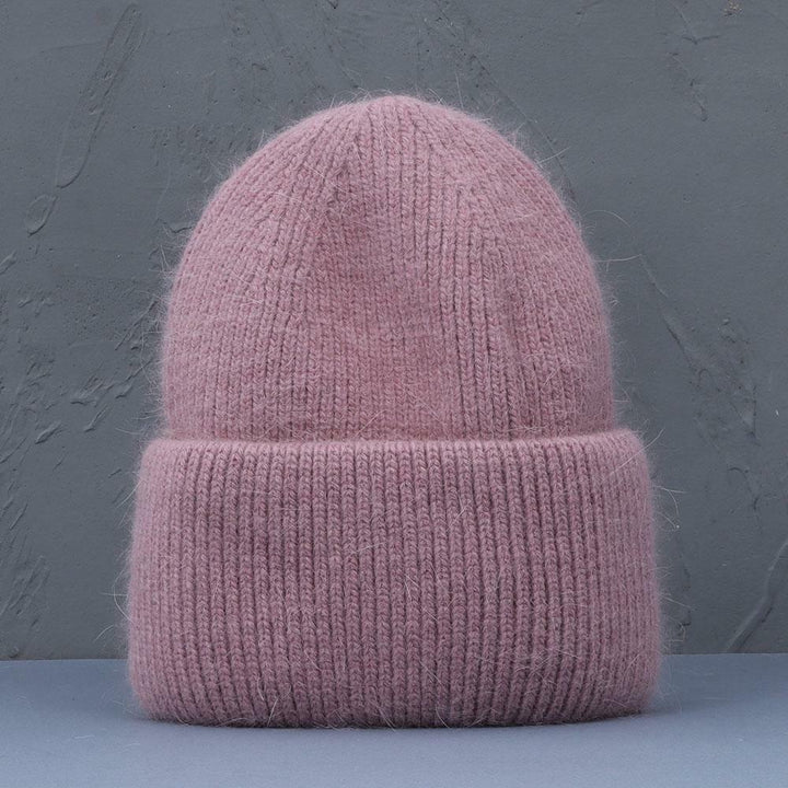 Bordeauxfarbene Strickmütze aus Wolle, warm und stilvoll, ideal für den Winter.