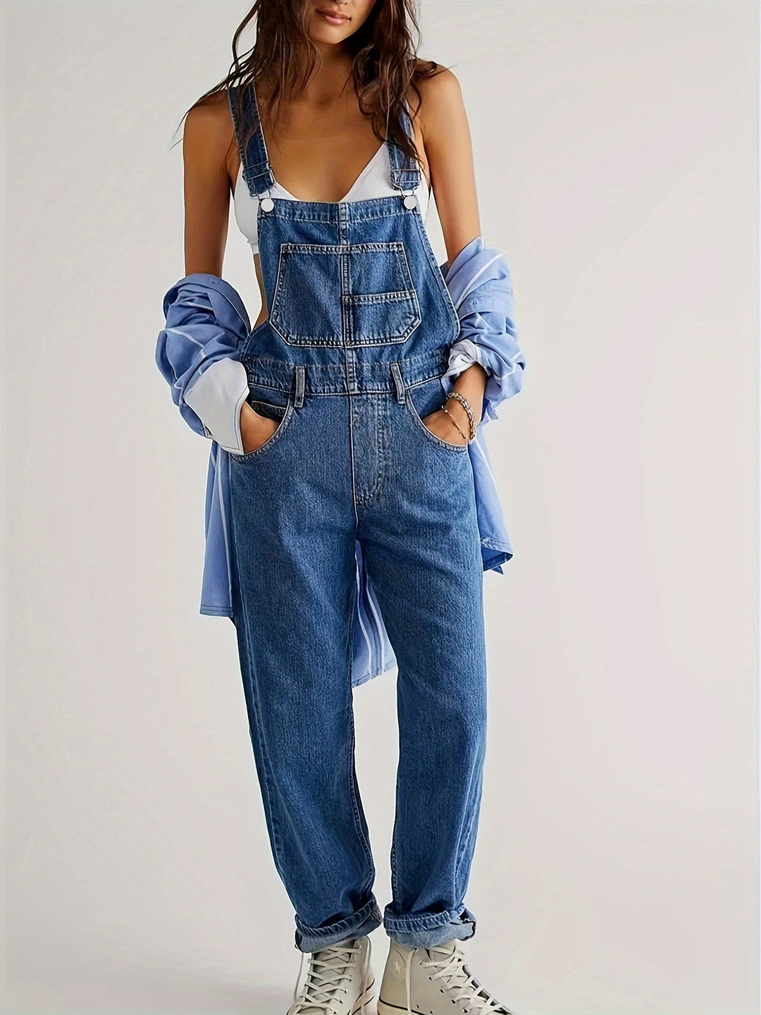 Stylický dámský denim overall na každý den - CityEase
