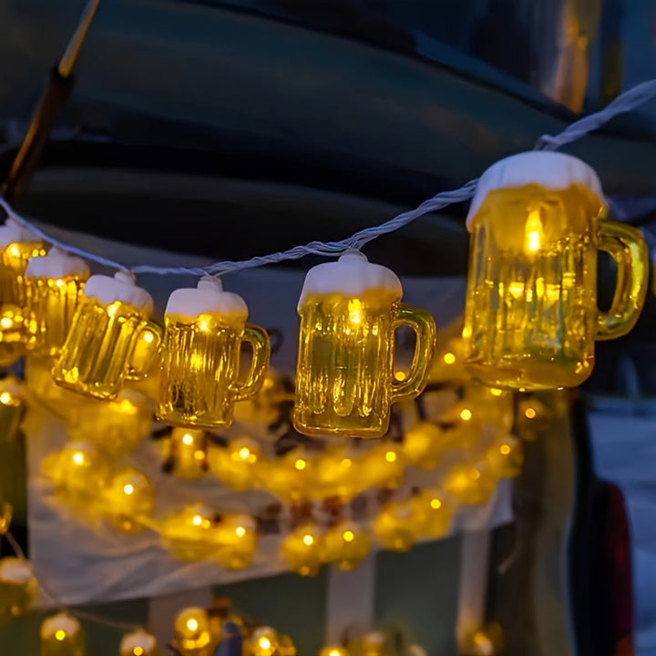 2 kusy LED světelných řetězů ve tvaru pivních sklenic – LichterBier Oktoberfest 2025