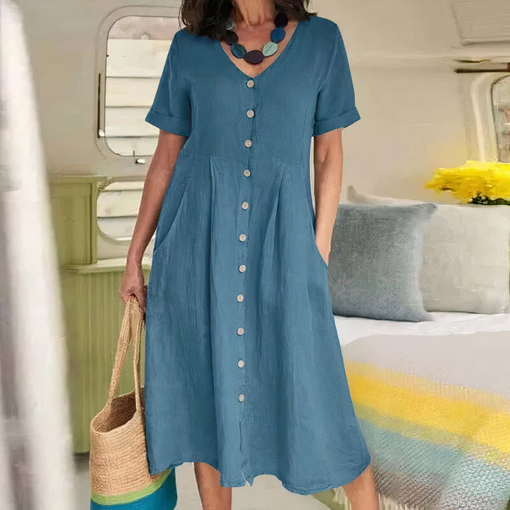 Uvolněné bavlněné a lněné letní šaty – Noor