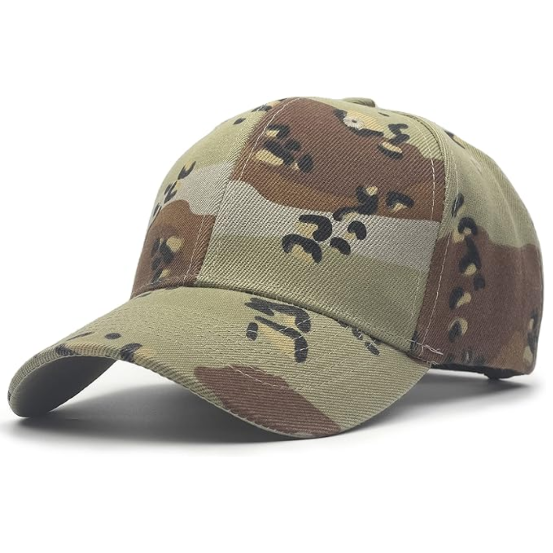 Camouflage-Basecap, grün-braun, Baumwolle, verstellbar, Outdoor, Herrenmode, Accessoire.