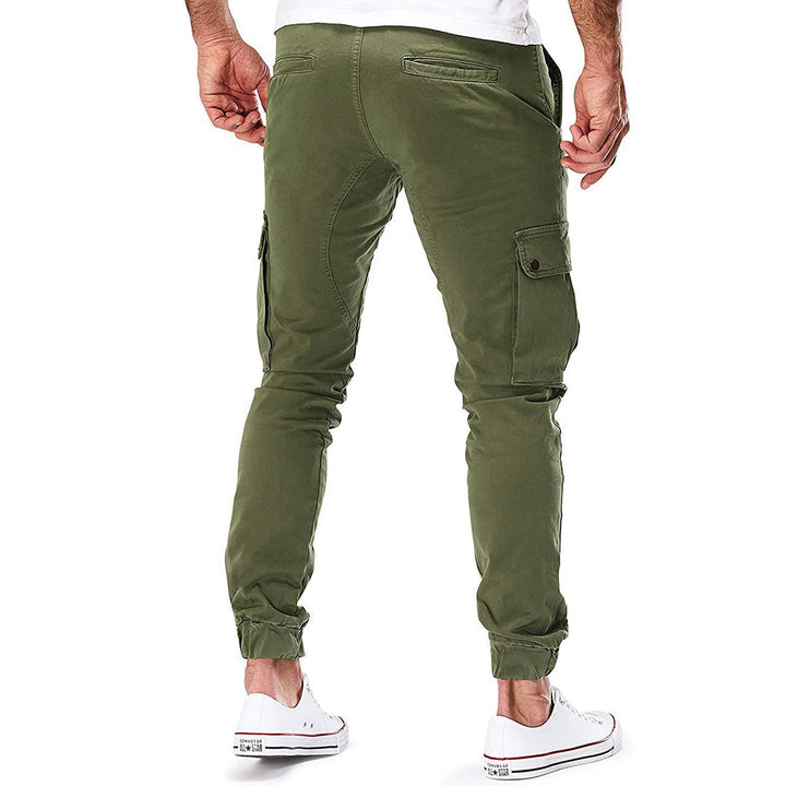 Grüne Herren-Cargohose, Baumwolle, Taschen, sportlich, bequem, modisch, Freizeitkleidung.