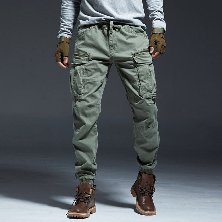 Grüne Cargohose Herren, Baumwolle, Taschen, Outdoor, Freizeit, modisch, robust, bequem.