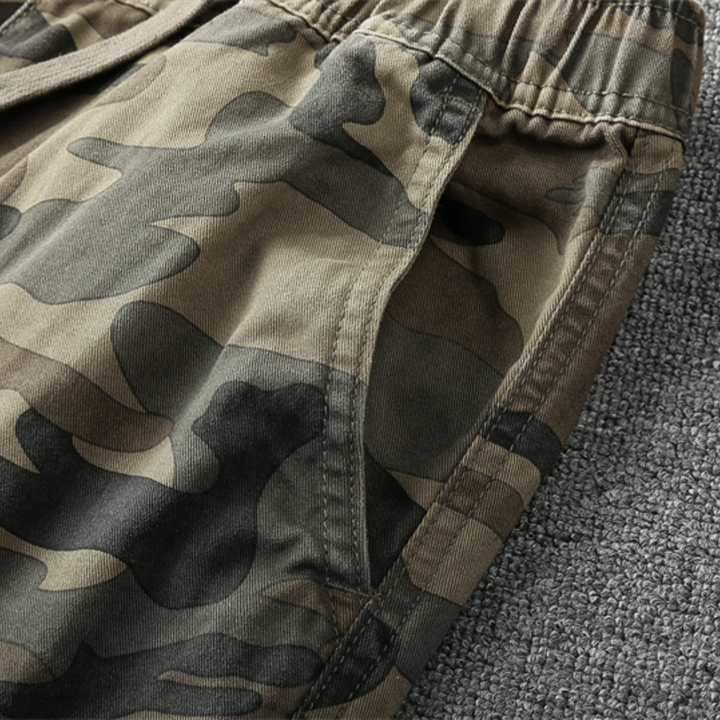 Camouflage-Shorts aus Baumwolle, elastischer Bund, Outdoor-Bekleidung, Herrenmode.