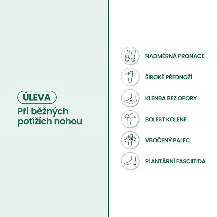 Grafika se šesti ikonami běžných potíží s chodidly, kterým má obuv ulevit 12