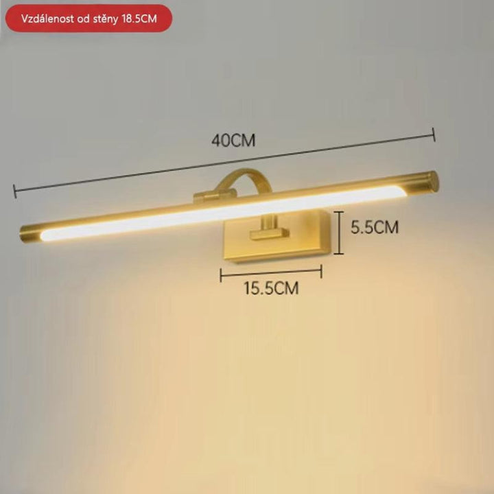 Svítící lampa s kulatým tubusem a nákresem rozměrů a vzdálenosti od zdi 13