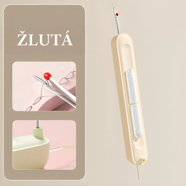 Žlutá varianta pomůcky s jezdcem na těle a malými náhledy použití 8