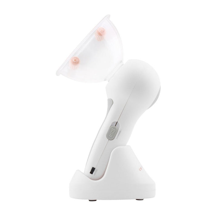 Tragbares Anti-Cellulite-Massagegerät, weiß, Vakuum-Saugbecher, Körpertherapie.