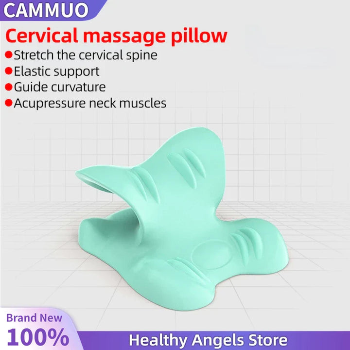 Türkises Nackenmassagekissen, ergonomisch, zur Entlastung der Halswirbelsäule, Akupressur.
