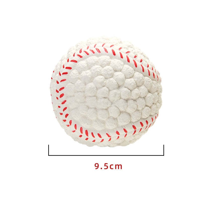 Weiße Hundespielzeug-Ball aus Schaumstoff, 9,5 cm, mit roten Nähten, langlebig und leicht.