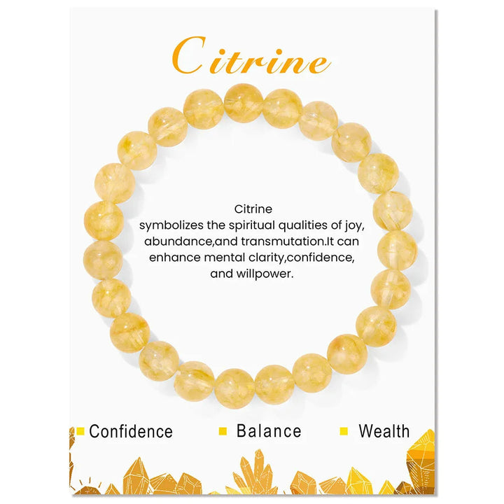 Gelbes Citrin-Armband aus Edelsteinen, symbolisiert Vertrauen, Balance und Wohlstand.