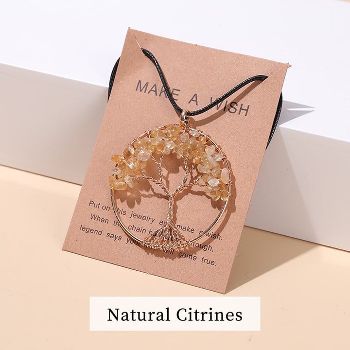 Natürlicher Citrin-Anhänger, Baum-Design, gelber Edelstein, Schmuck, Geschenkidee.