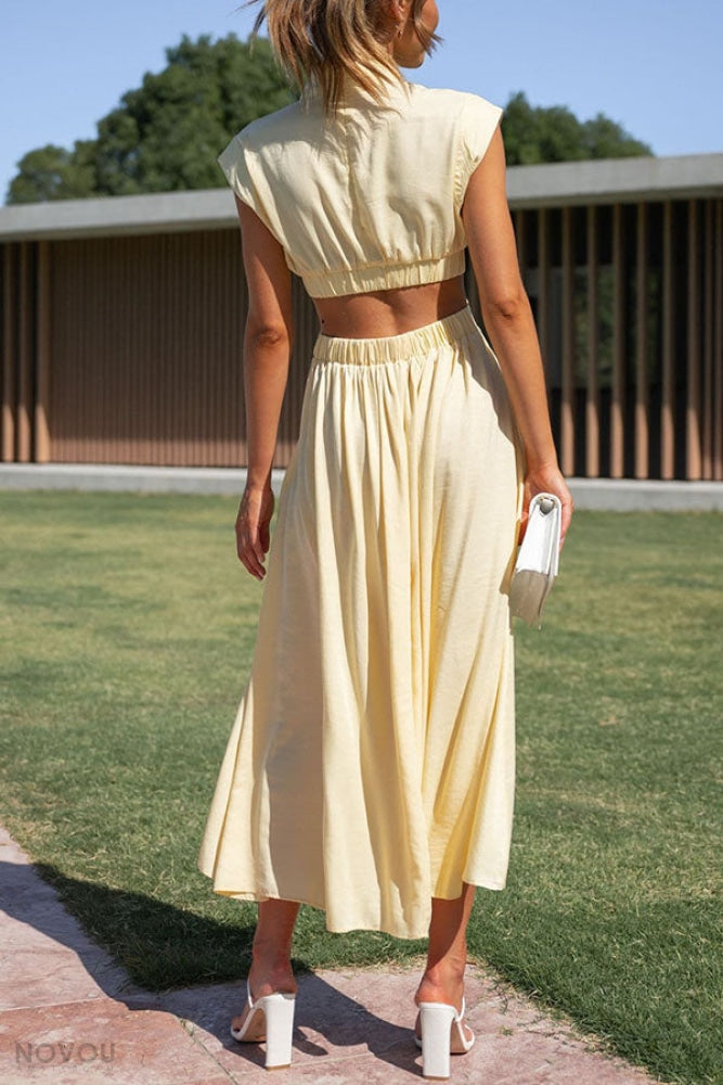 Elegant letní midi šaty s rolákem a páskovým střihem – Avelina