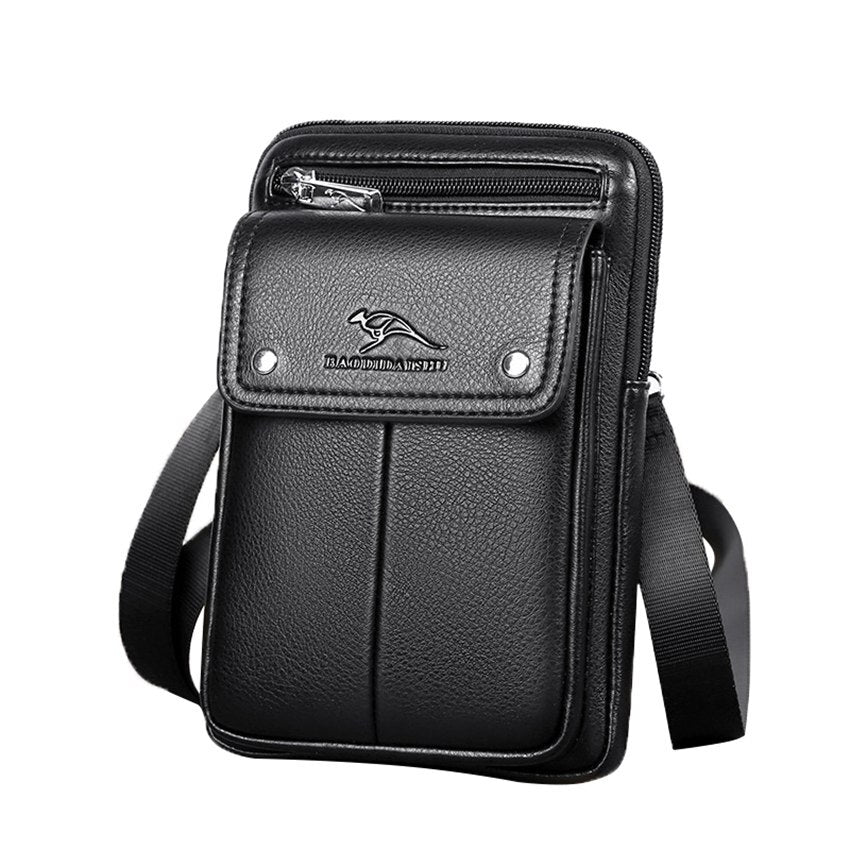 Kompaktní crossbody taška z PU kůže pro muže s nastavitelným ramenním popruhem