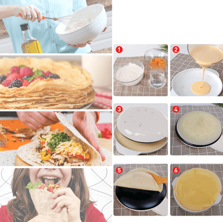 Elektrische Crêpe-Maker, 13 Zoll, Antihaft, ideal für Pfannkuchen und Tortillas.