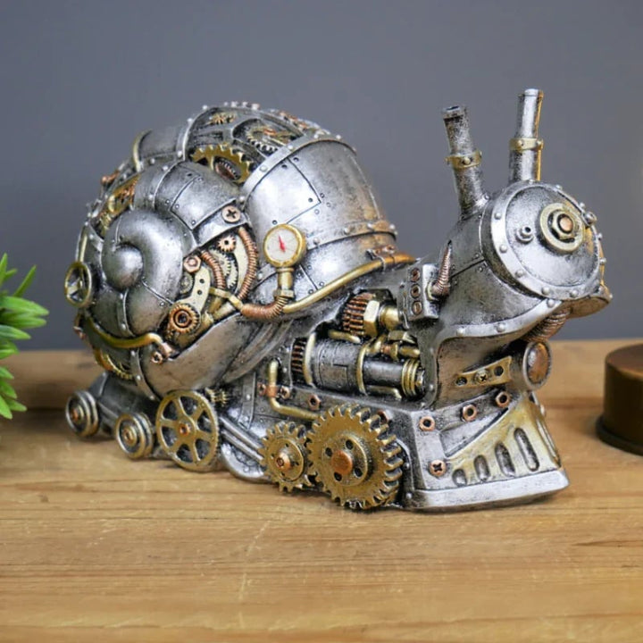 Steampunk Schnecke Skulptur, silber, Zahnräder, Deko, Retro, Metalloptik, Tischdekoration