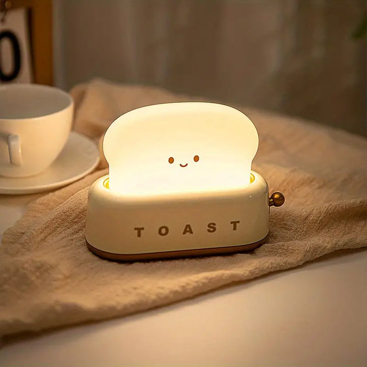 Niedliche Toast-Lampe, LED-Nachtlicht, warmweiß, Kinderzimmer-Dekoration, Tischleuchte.