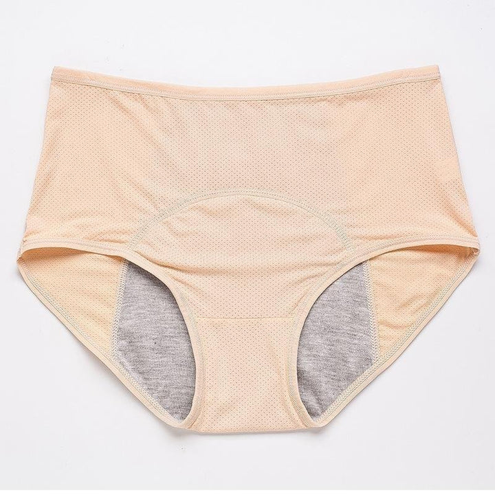 Hautfarbene Damenunterhose, atmungsaktiv, nahtlos, Baumwolle, hoher Bund, bequem.