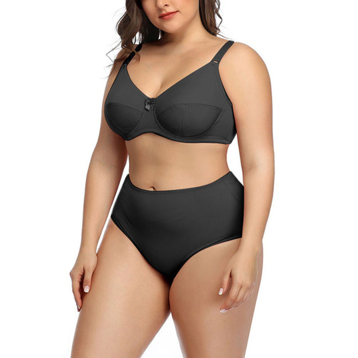 Schwarzer Damen-BH und Panty-Set, Plus-Size, Unterwäsche, bequem, formend.