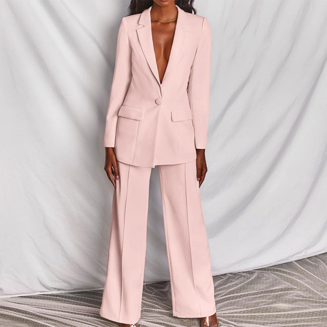 Damen Blazer Set, rosa, elegant, Anzug, Business Mode, Zweiteiler, Damenbekleidung, stilvoll