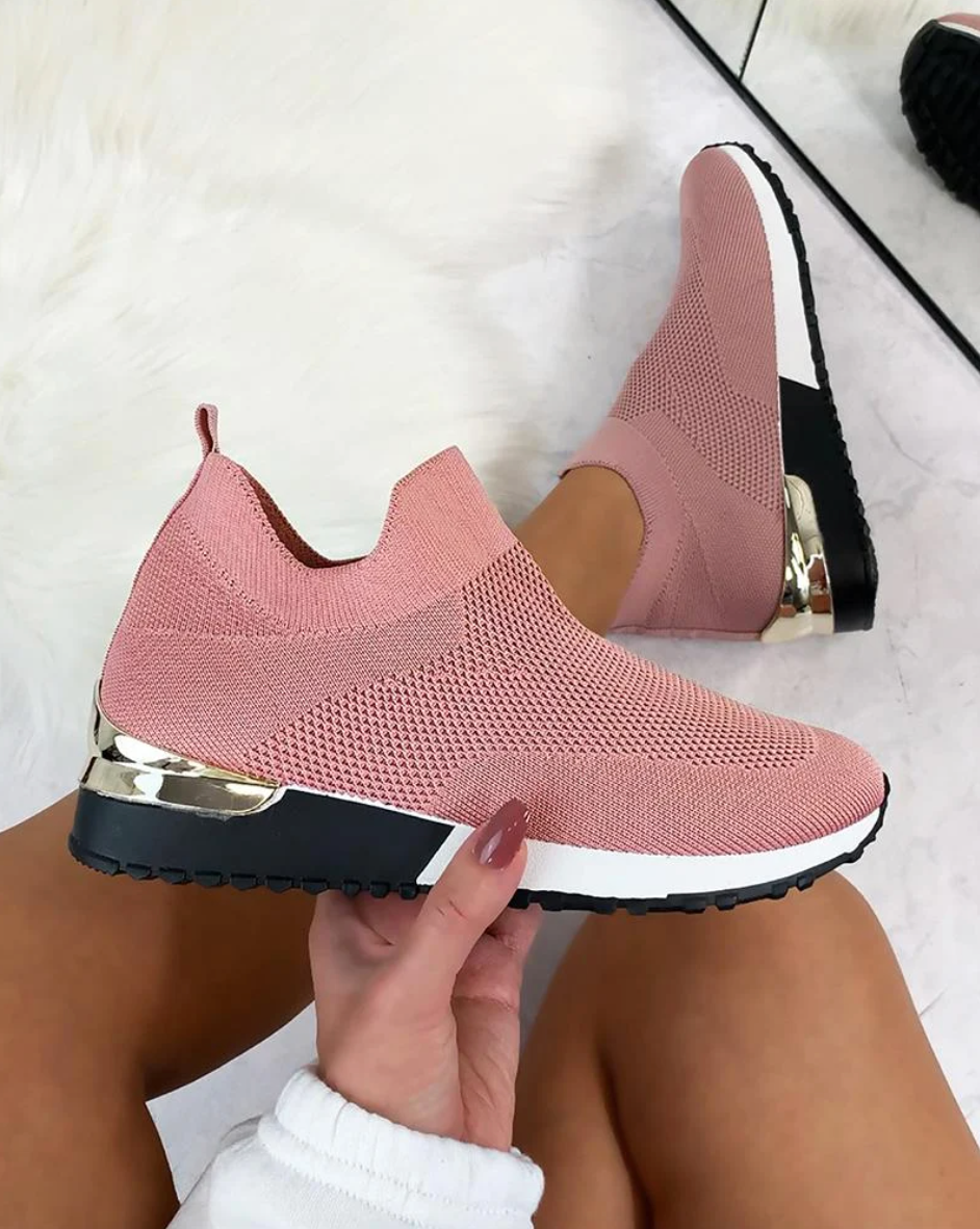 Damen Sneaker Rosa, elastisch, atmungsaktiv, rutschfest, modisch, bequem, Freizeitmode.