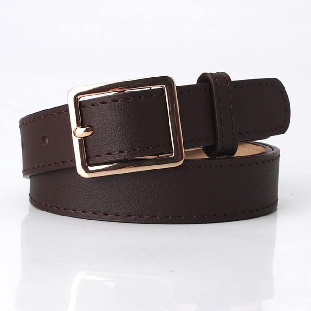 Dunkelbrauner Ledergürtel mit goldener Schnalle, modisches Accessoire für Herren und Damen.