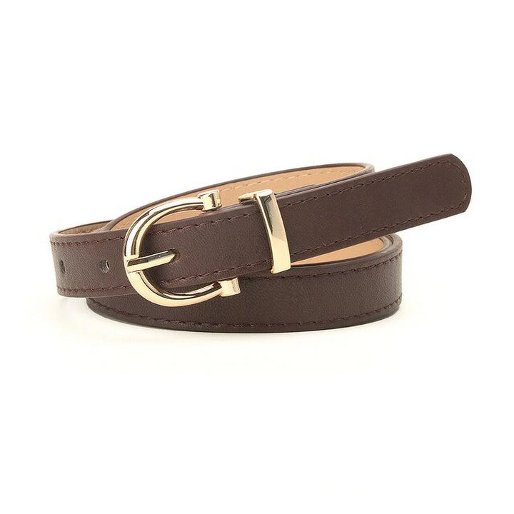 Damen Ledergürtel braun, goldene Schnalle, modisches Accessoire, elegant und stilvoll.