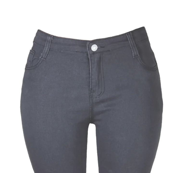 Dunkelblaue Damenjeans, hohe Taille, Skinny-Fit, Baumwolle, modische Damenbekleidung.